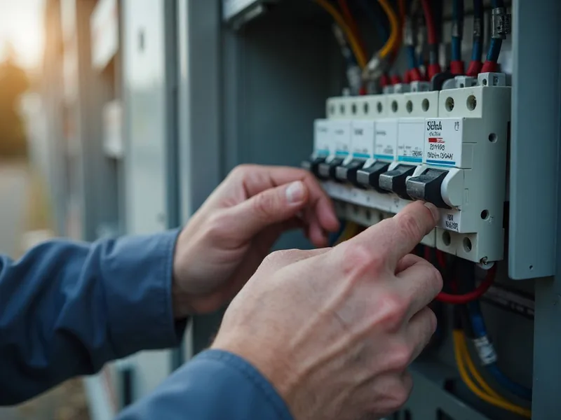 Elektriker prüft den Sicherungskasten in Maisach